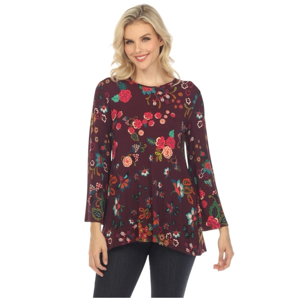 NWT Johnny Was The Janie Favorite High Neck Swing Tunic in Multi Floral Sz XXS - Picture 1 of 12